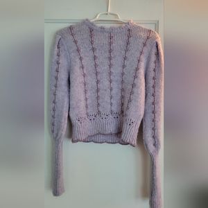 Zara purple puff sleeve cropped sweater